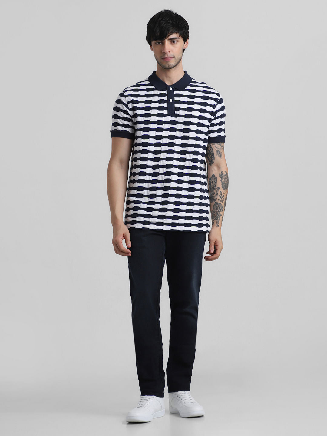 White Jacquard Polo T-shirt