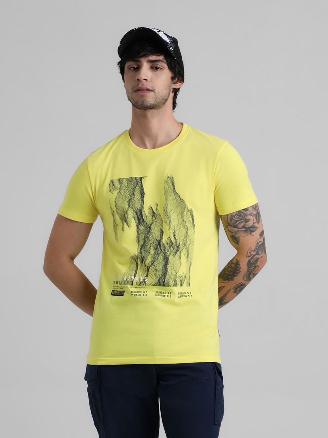Yellow Graphic Print Crew Neck T-shirt