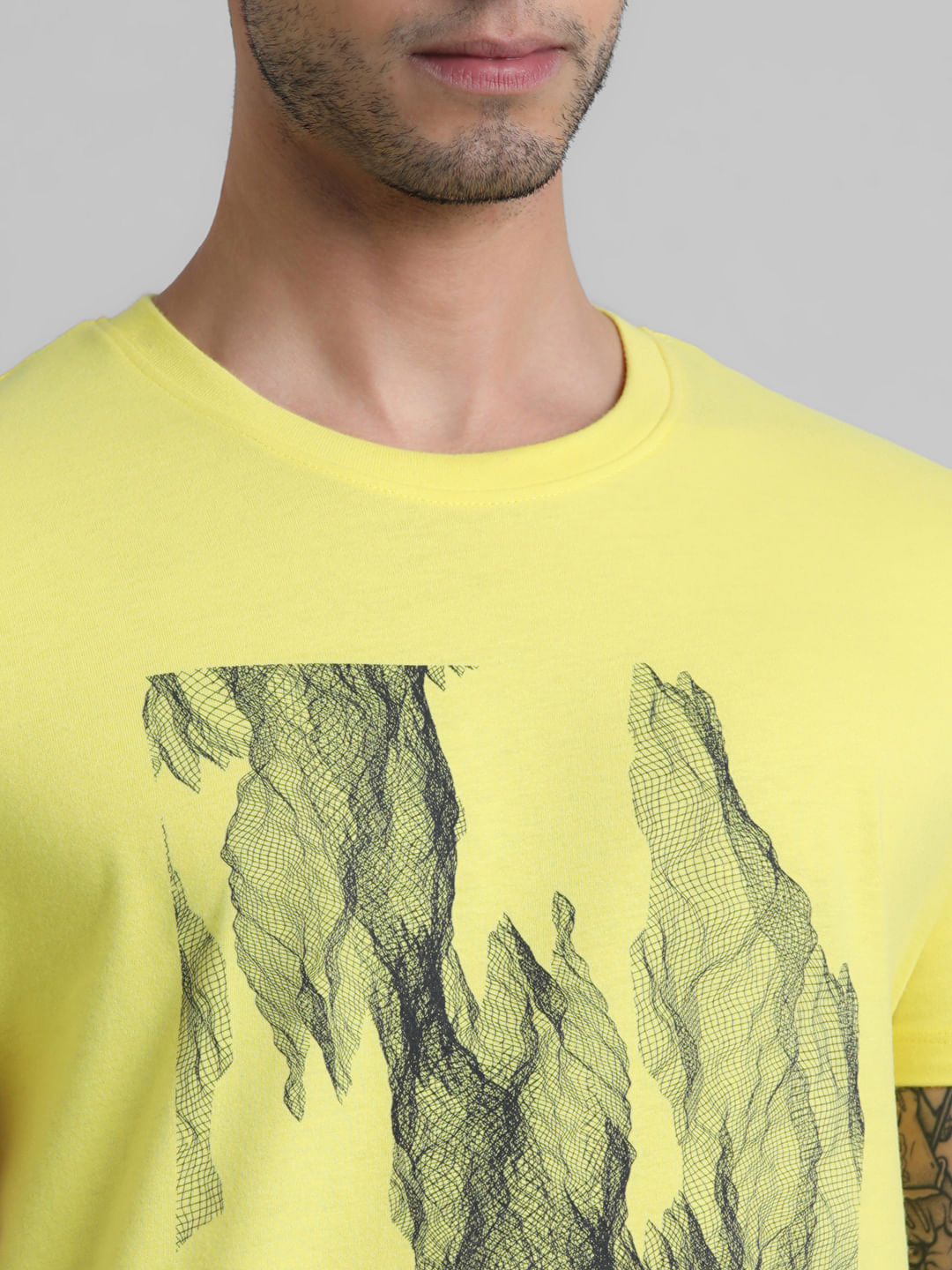 Yellow Graphic Print Crew Neck T-shirt