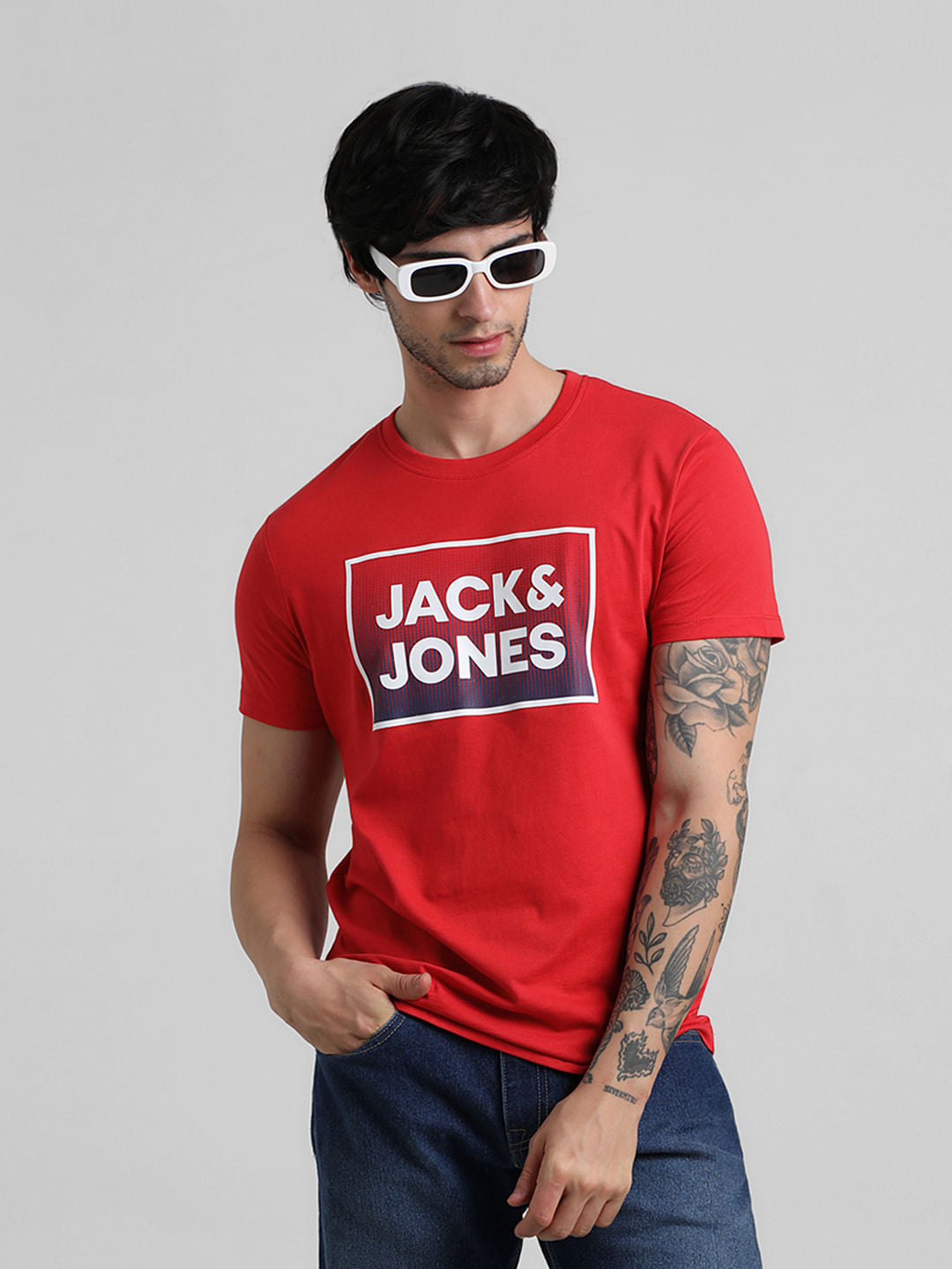 URBAN RACERS by JACK&JONES Red Logo Chest Print T-shirt - S