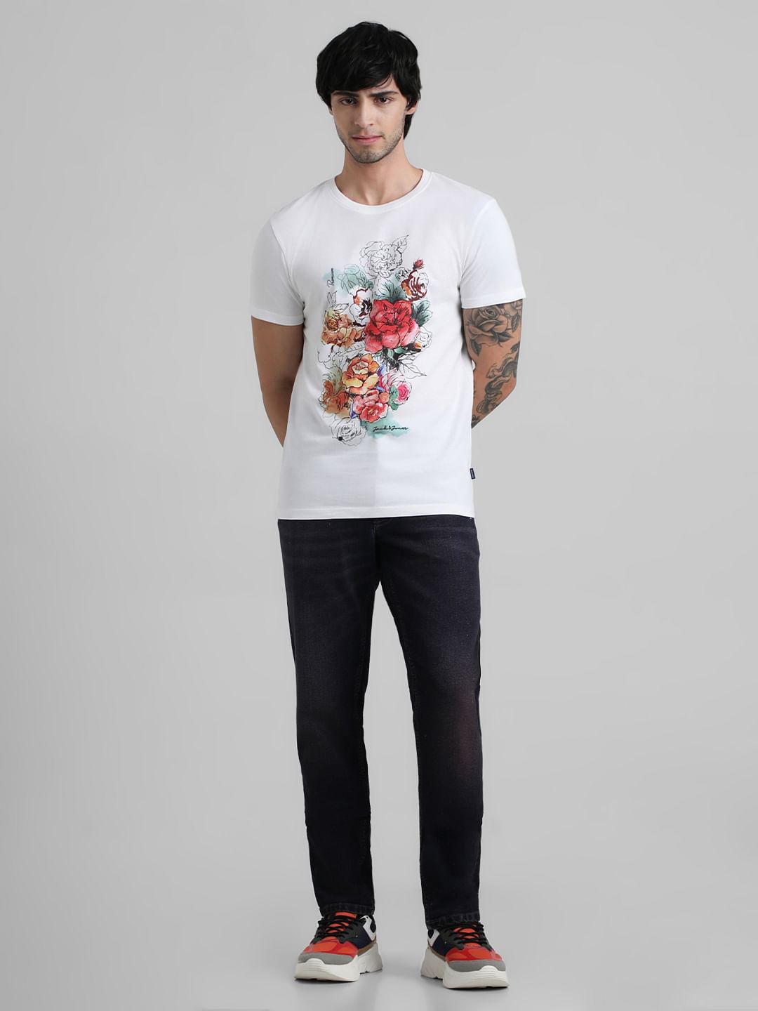 White Floral Print T-shirt