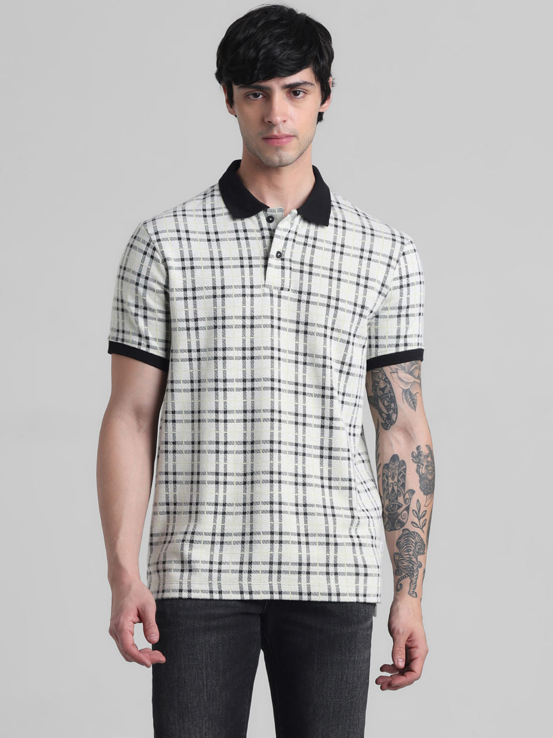 White Check Polo T-shirt