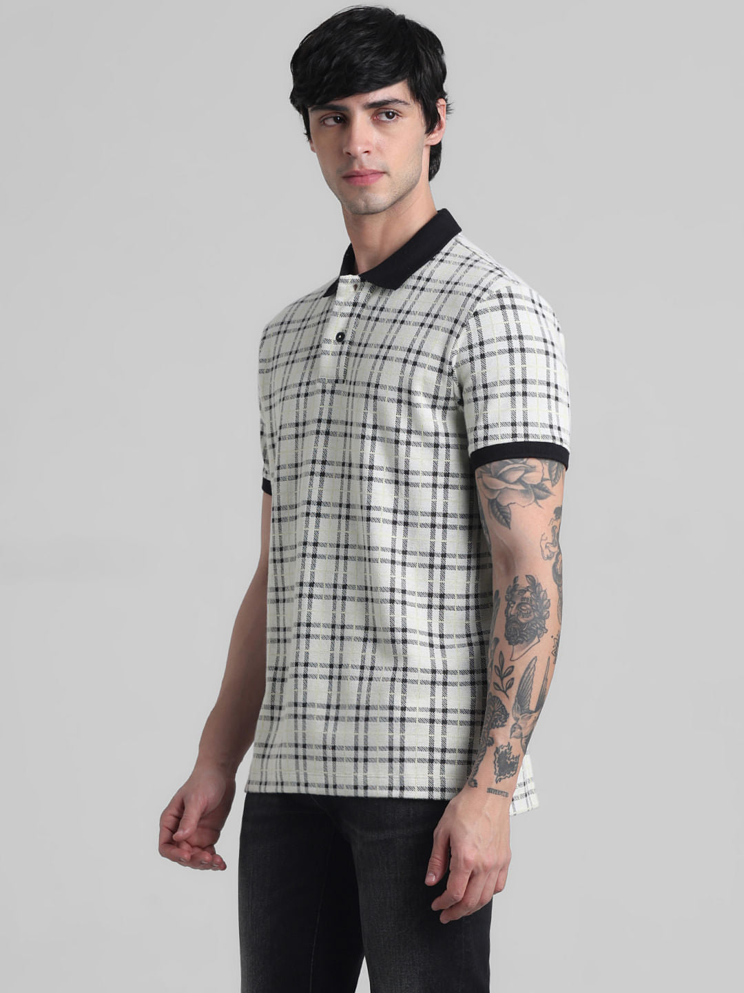 White Check Polo T-shirt