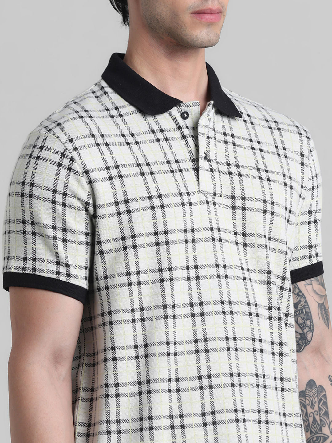 White Check Polo T-shirt