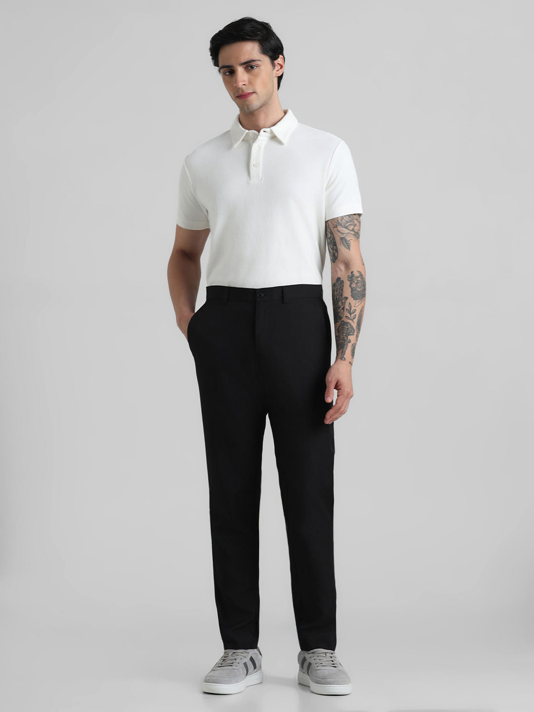 White Knitted Polo T-shirt