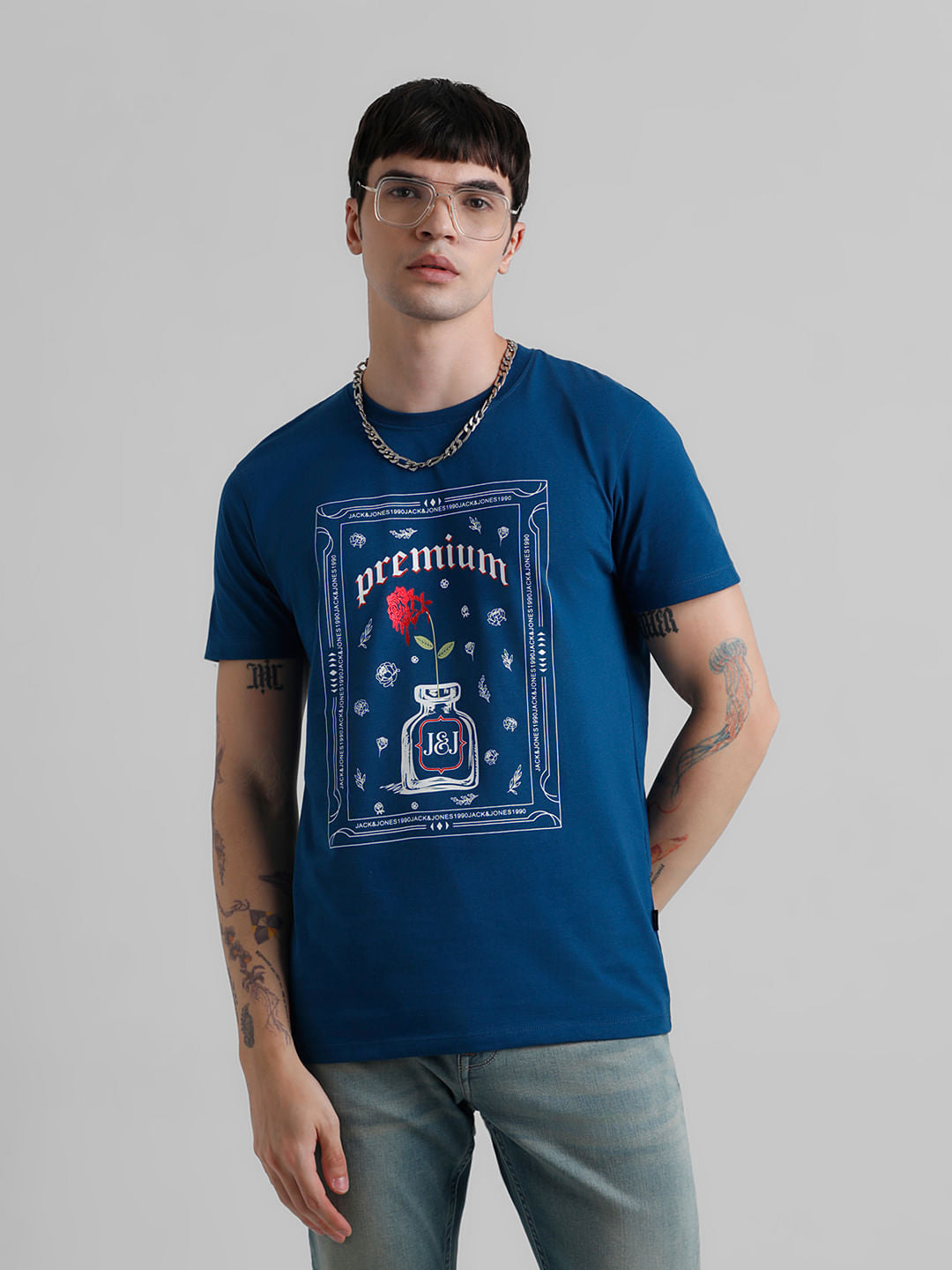 Green Printed Crew Neck T-shirt - S
