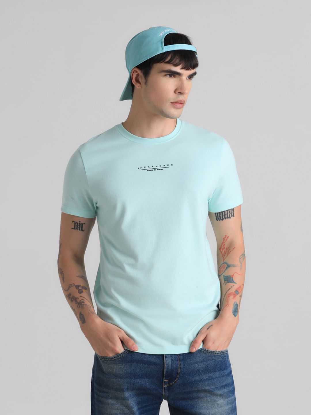 Green Logo Text Crew Neck T-shirt