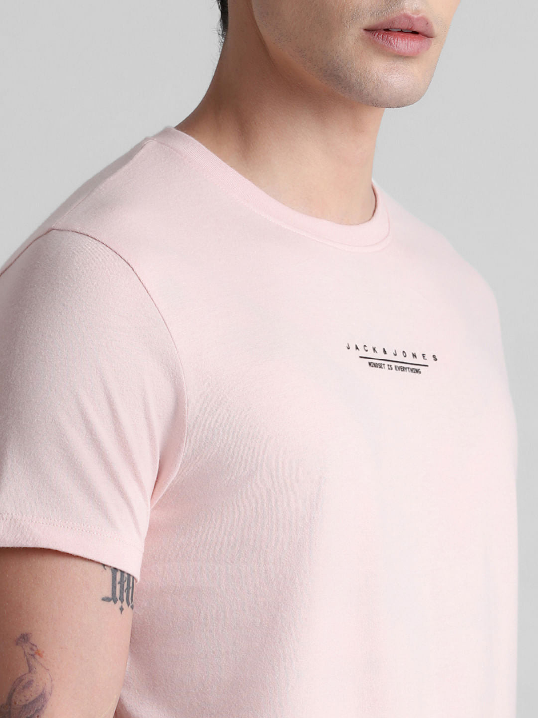 Pink Logo Text Crew Neck T-shirt