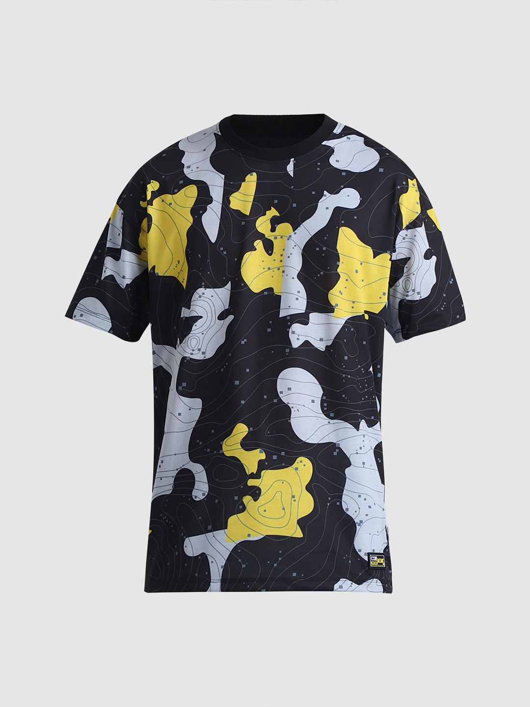 Black Abstract Print Oversized T-shirt