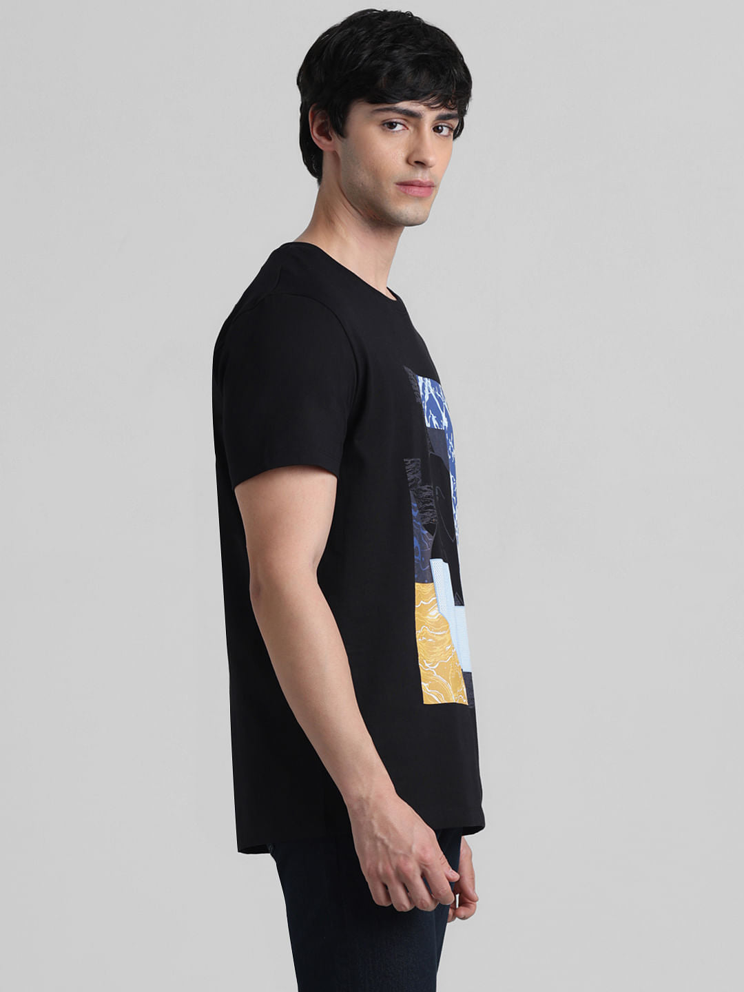 Black Graphic Print Crew Neck T-shirt