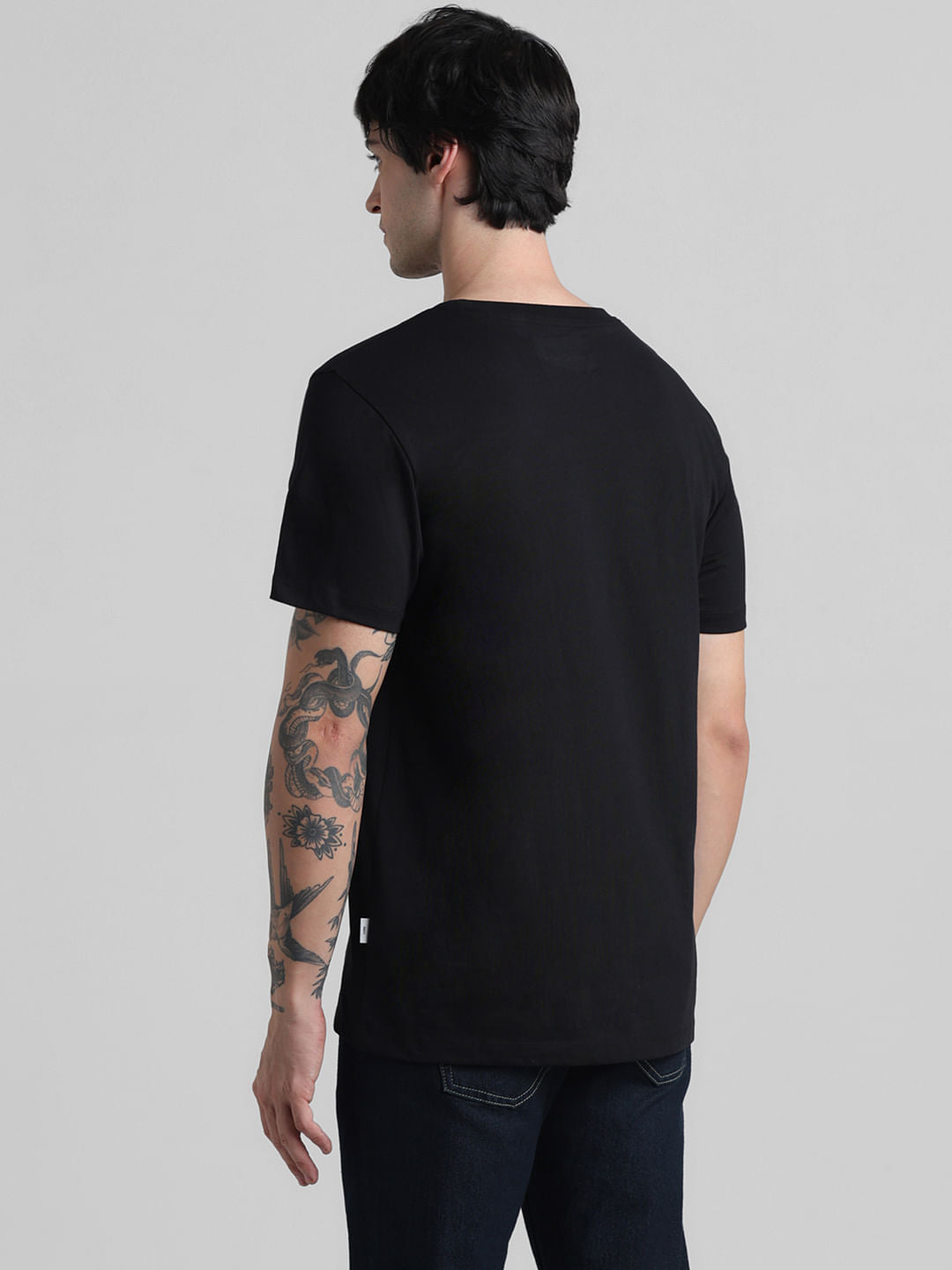 Black Graphic Print Crew Neck T-shirt