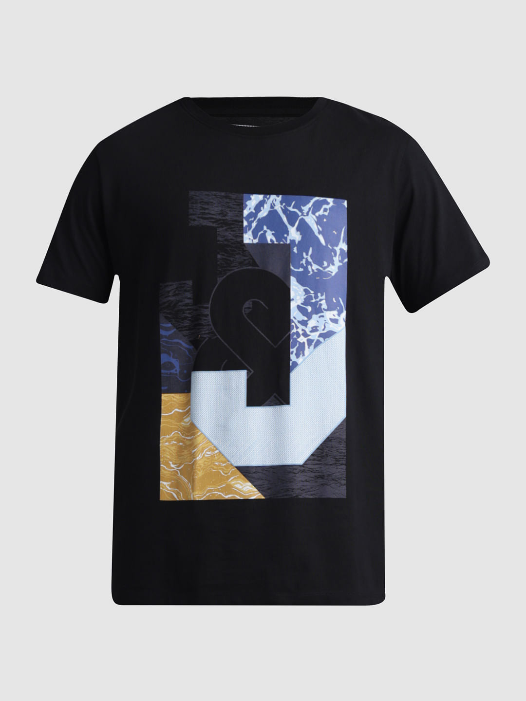 Black Graphic Print Crew Neck T-shirt