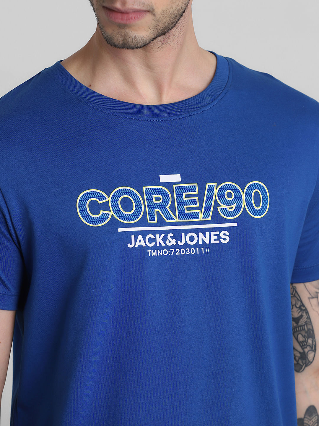Blue Logo Print Crew Neck T-shirt