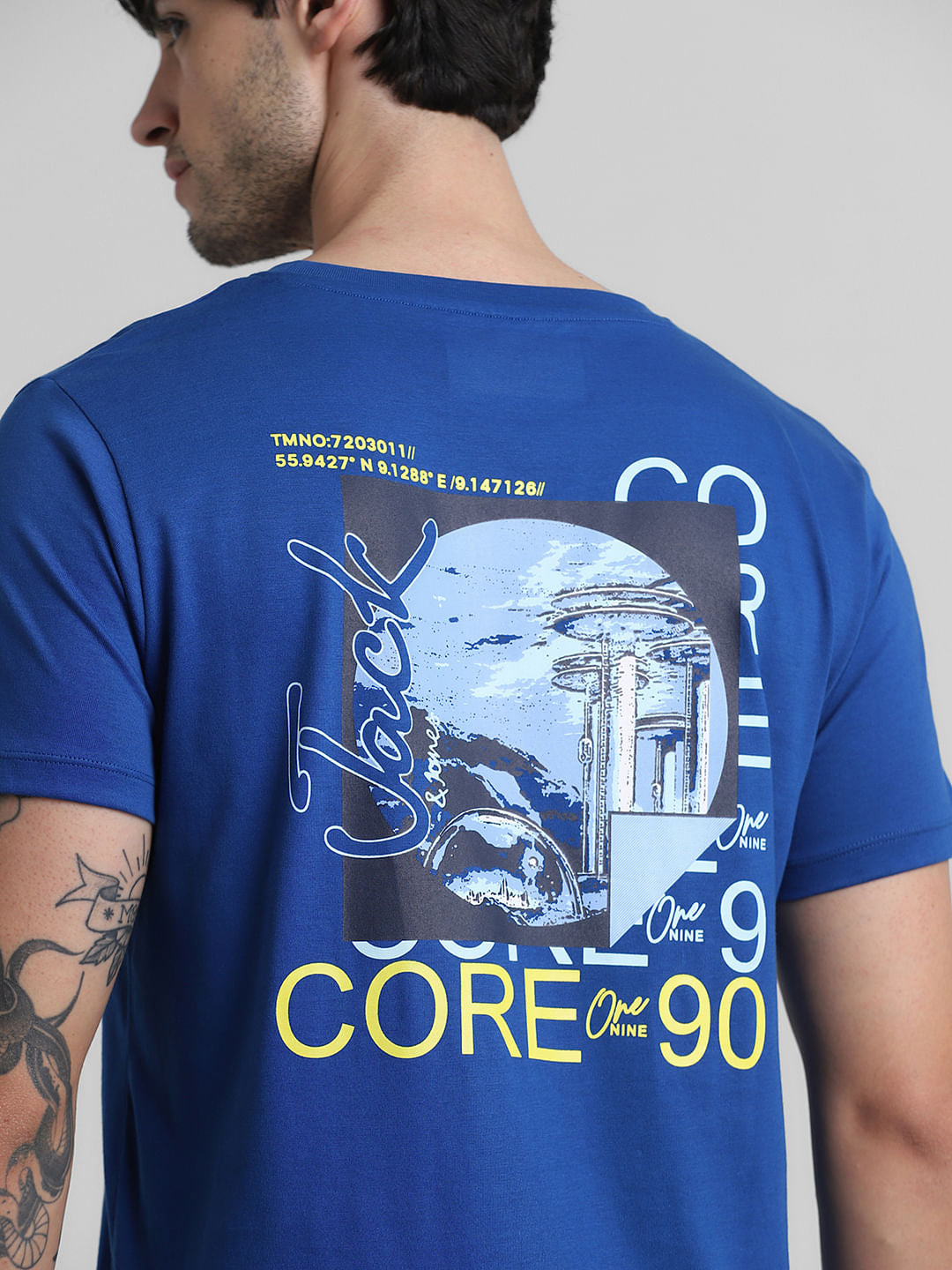 Blue Logo Print Crew Neck T-shirt