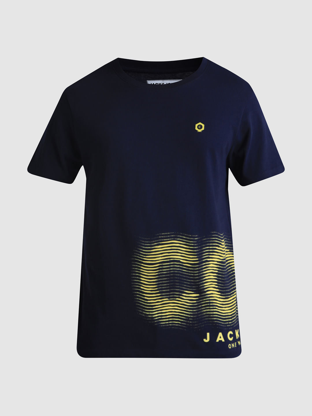 Dark Blue Printed Crew Neck T-shirt