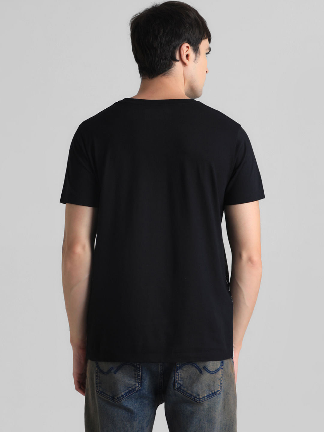 Black Printed Crew Neck T-shirt