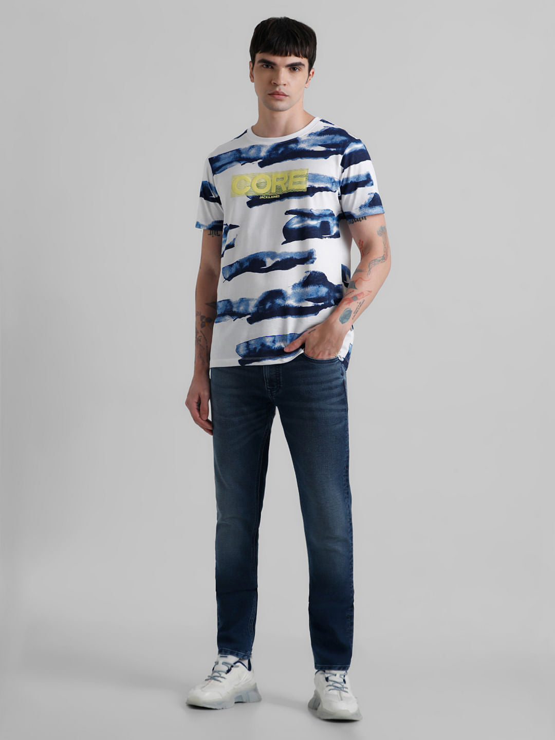 White Abstract Print T-shirt