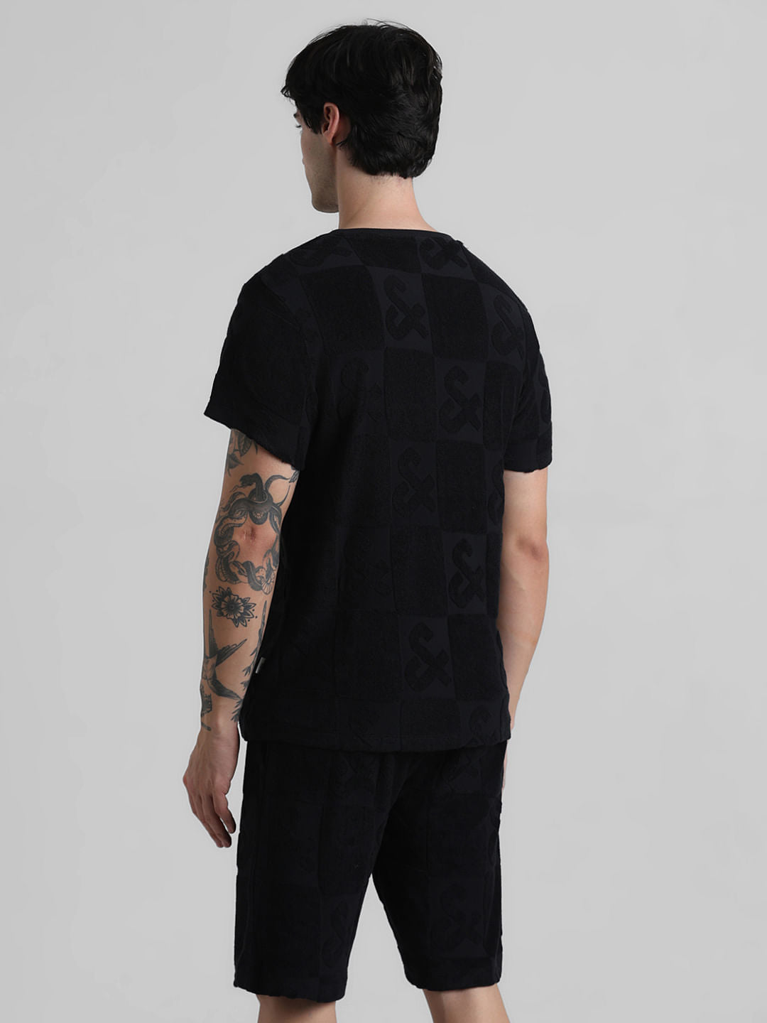 Black Jacquard Logo Print T-shirt