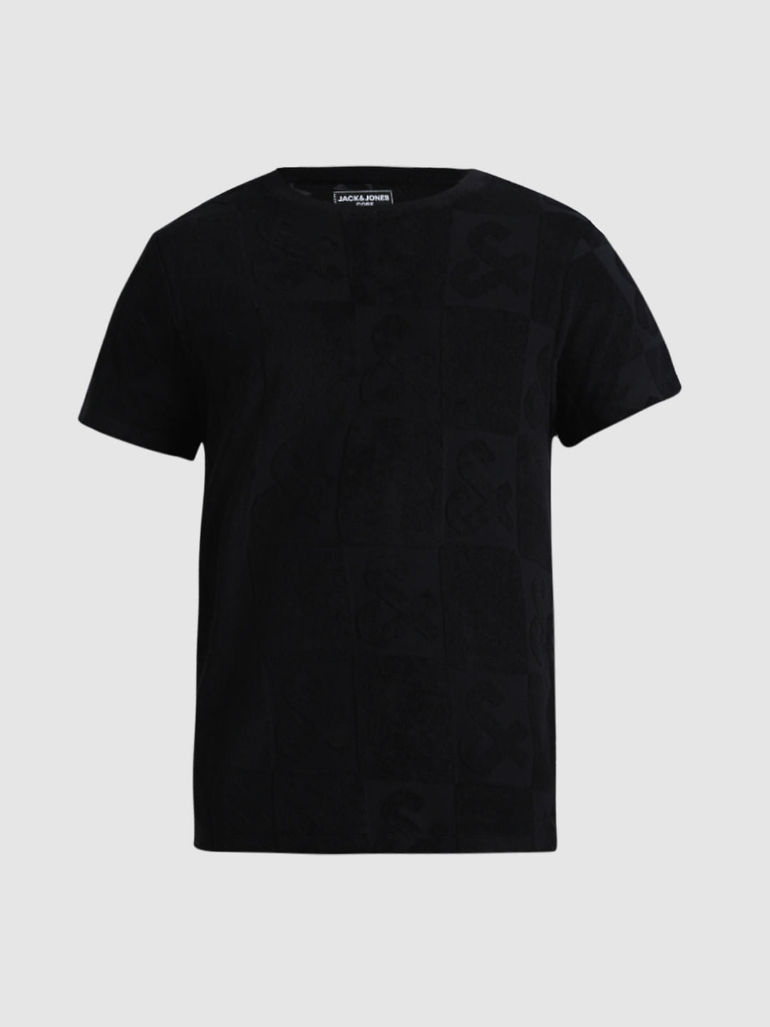 Black Jacquard Logo Print T-shirt