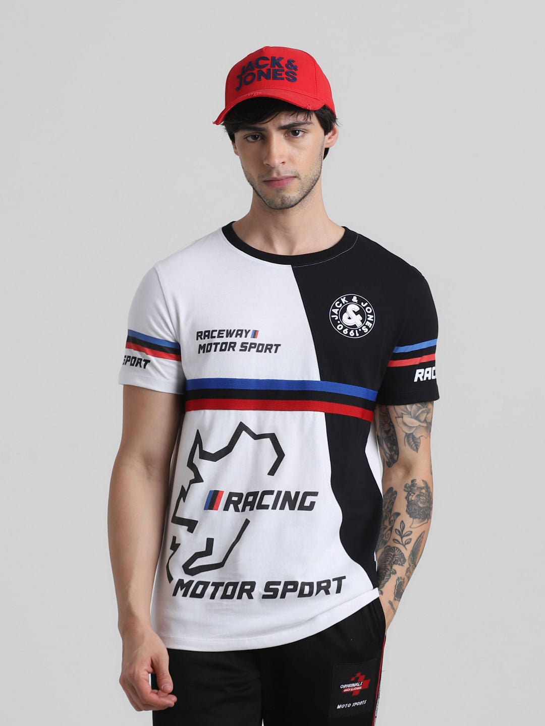 URBAN RACERS by White Colourblocked T-shirt - S