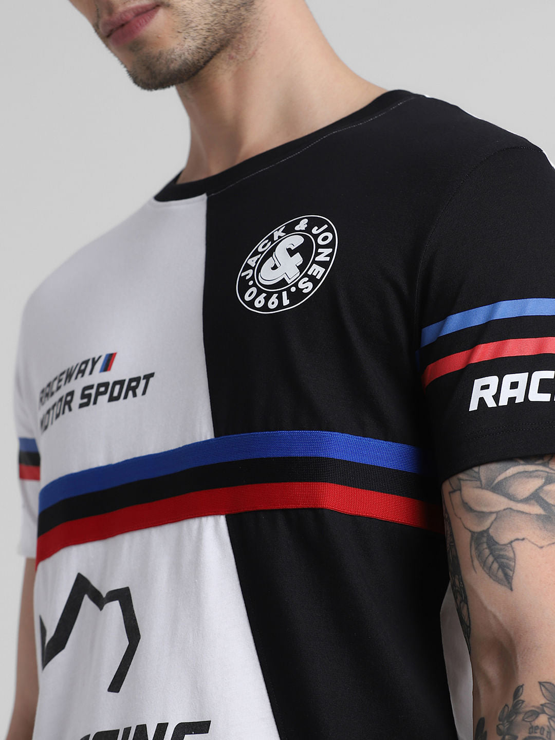 URBAN RACERS by White Colourblocked T-shirt