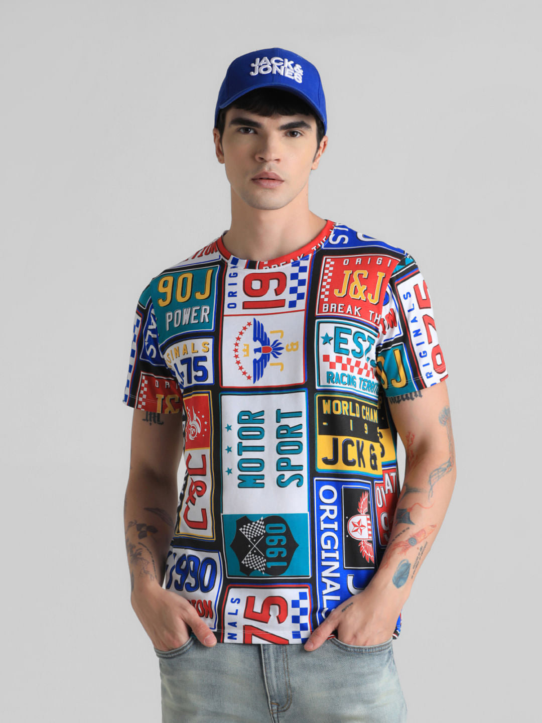 URBAN RACERS by JACK&JONES Multi-Colour Motorsport Print T-shirt - S