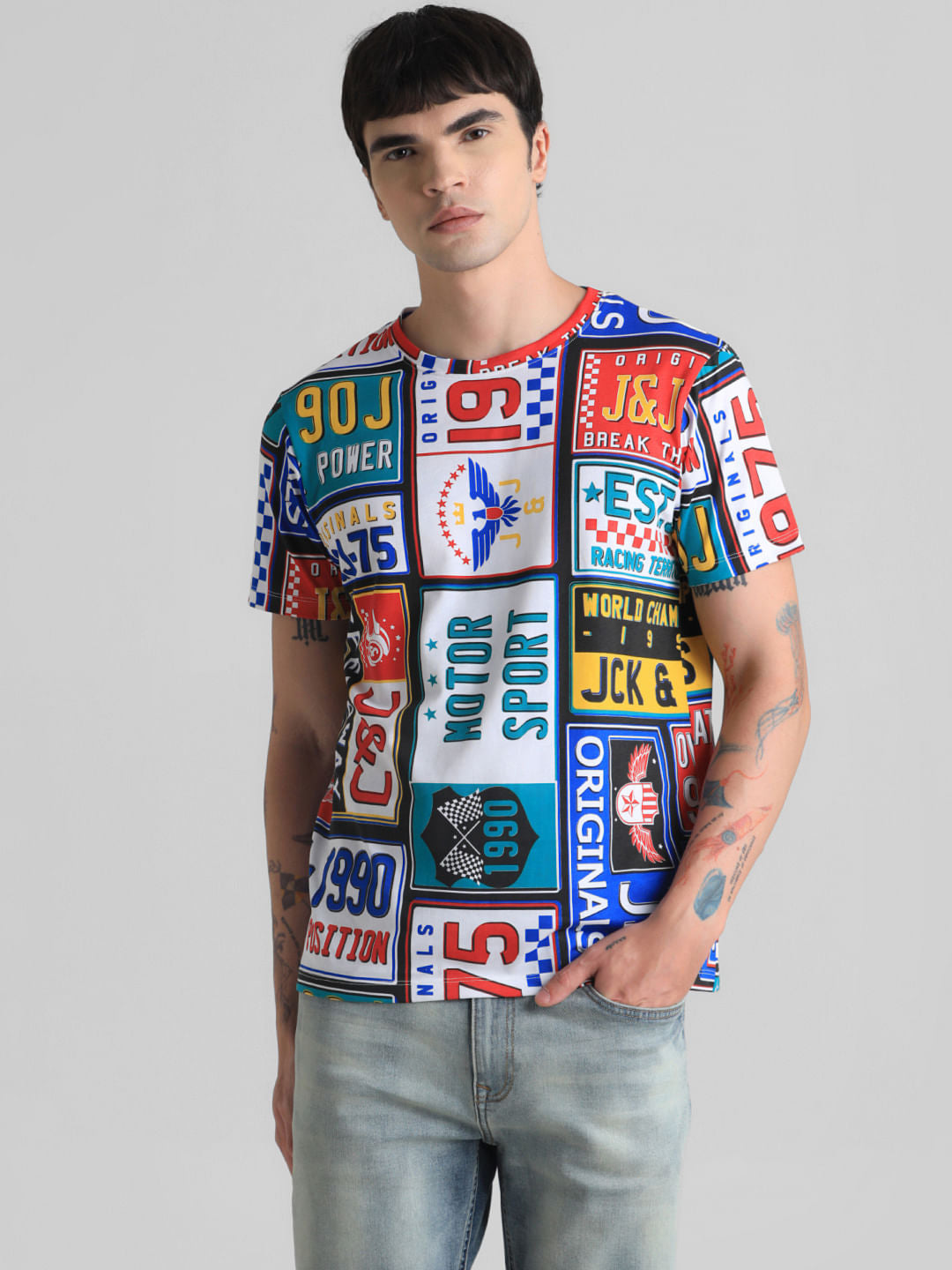 URBAN RACERS by JACK&JONES Multi-Colour Motorsport Print T-shirt