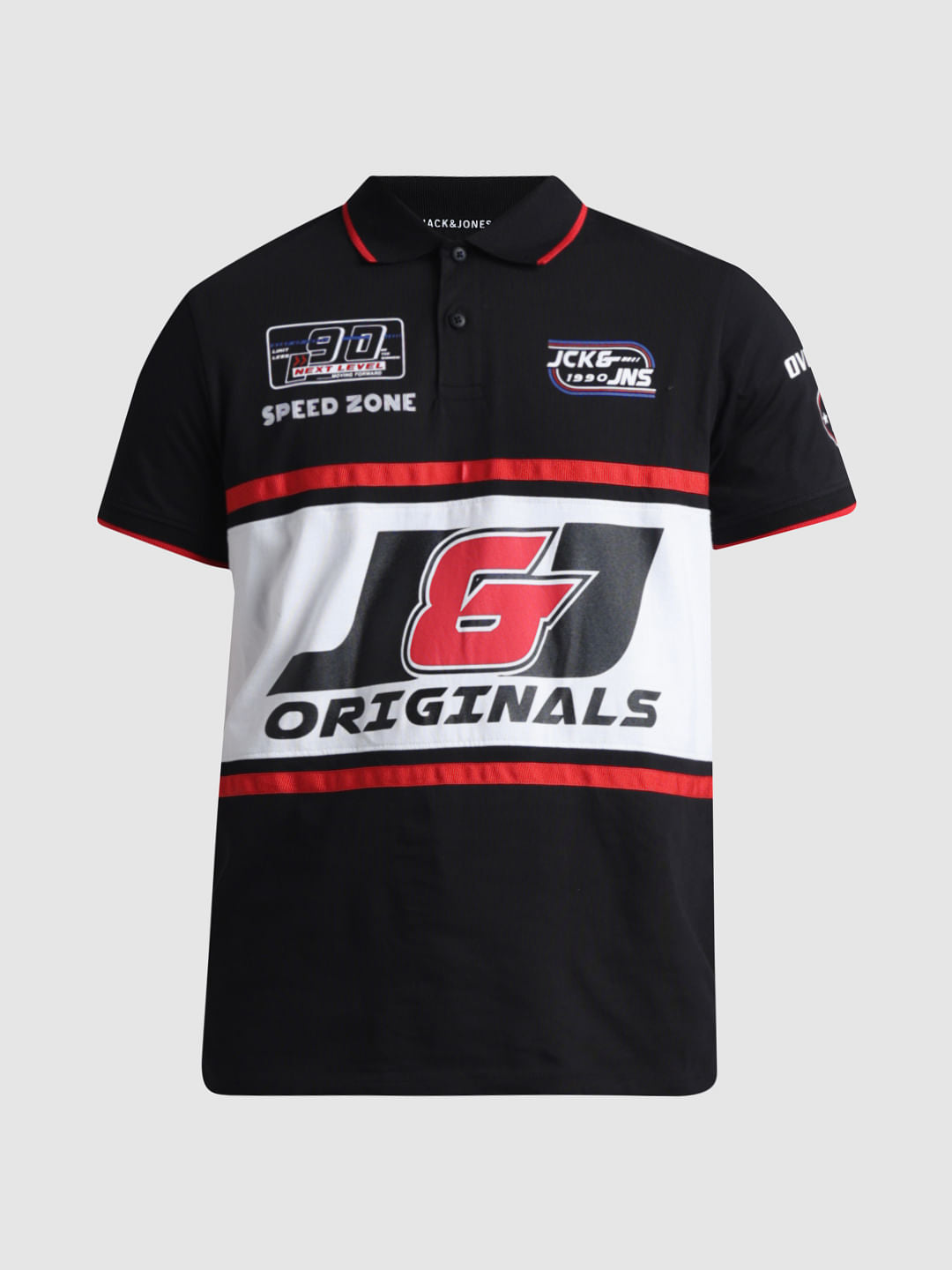 URBAN RACERS by Jack & Jones Black Printed Polo T-shirt