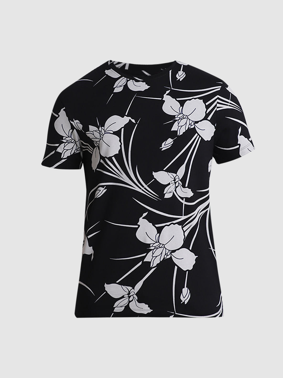 Black Floral Print T-shirt