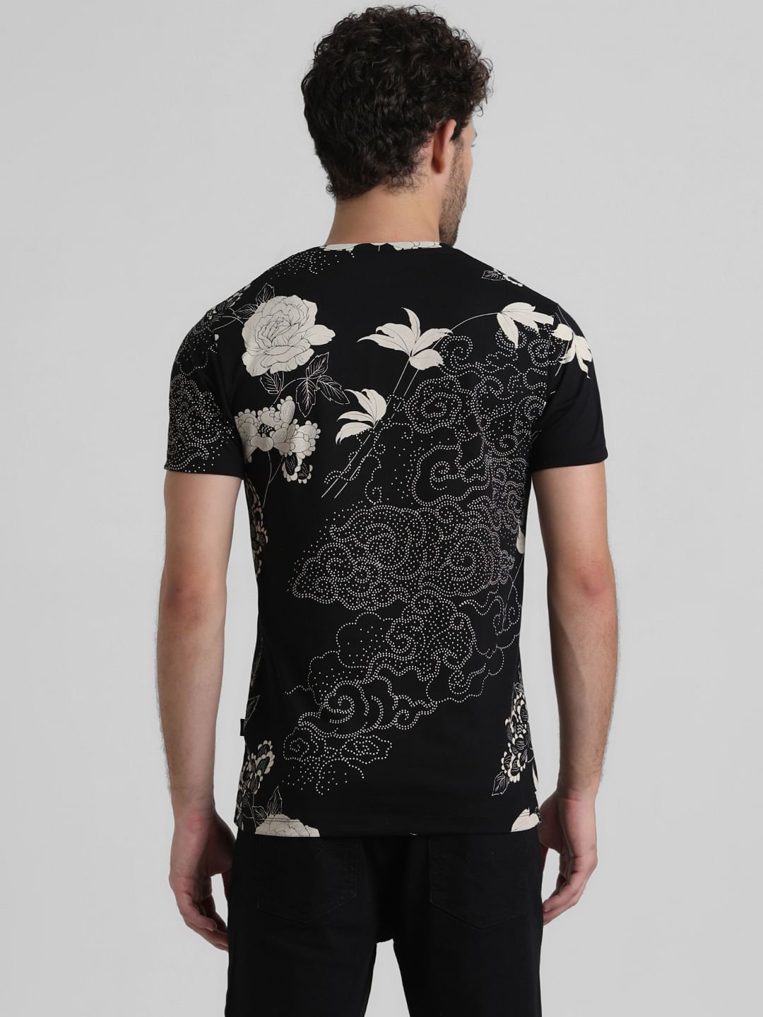 Black Floral Print T-shirt