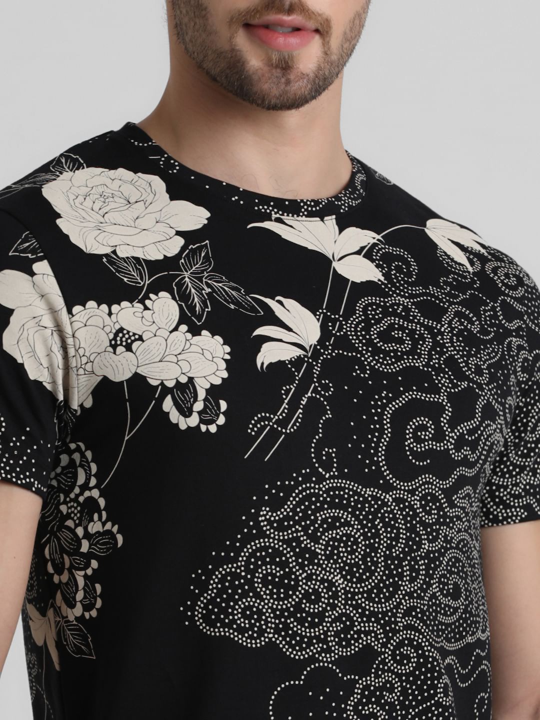 Black Floral Print T-shirt