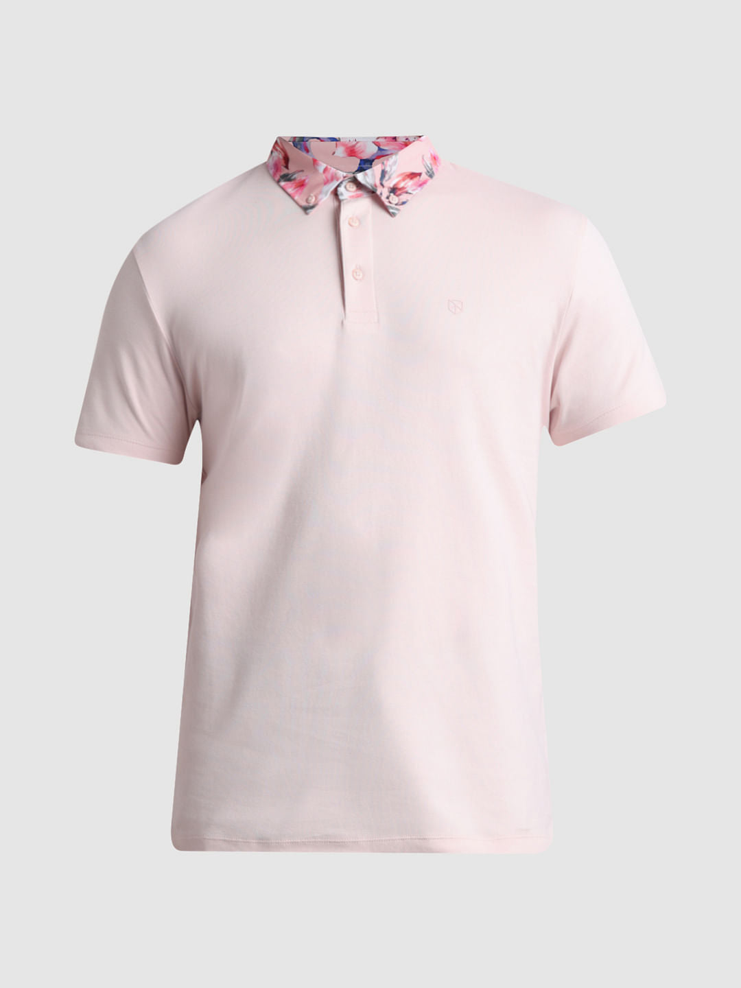 Pink Floral Collared Polo T-shirt