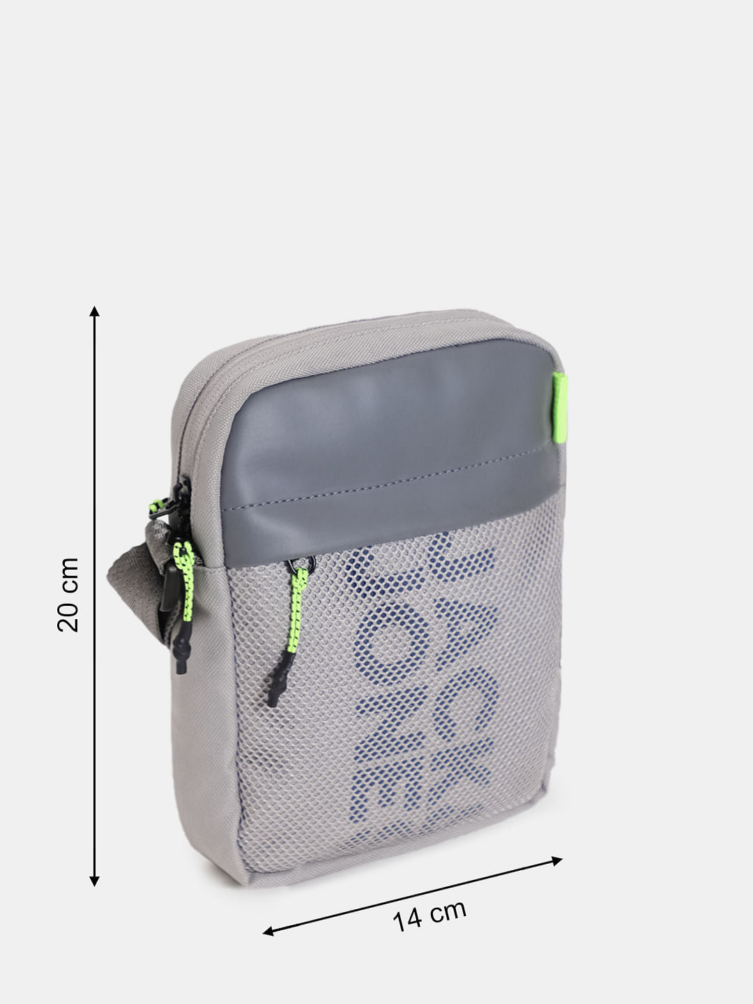 Grey Mesh Detail Sling Bag