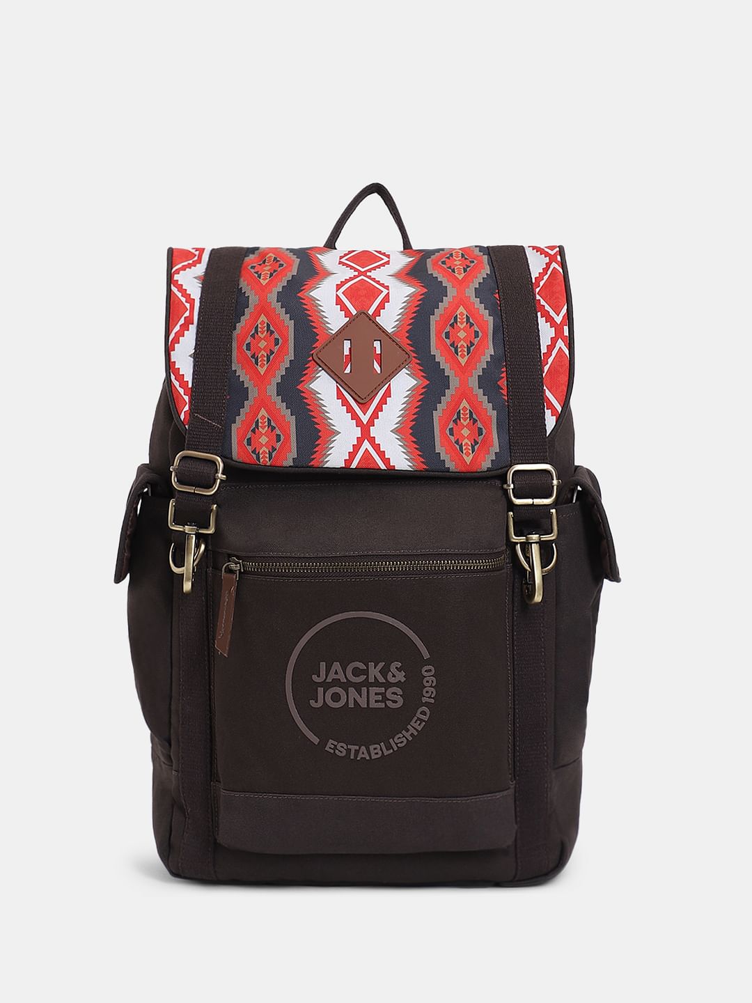 Dark Brown Aztec Print Backpack - ONE