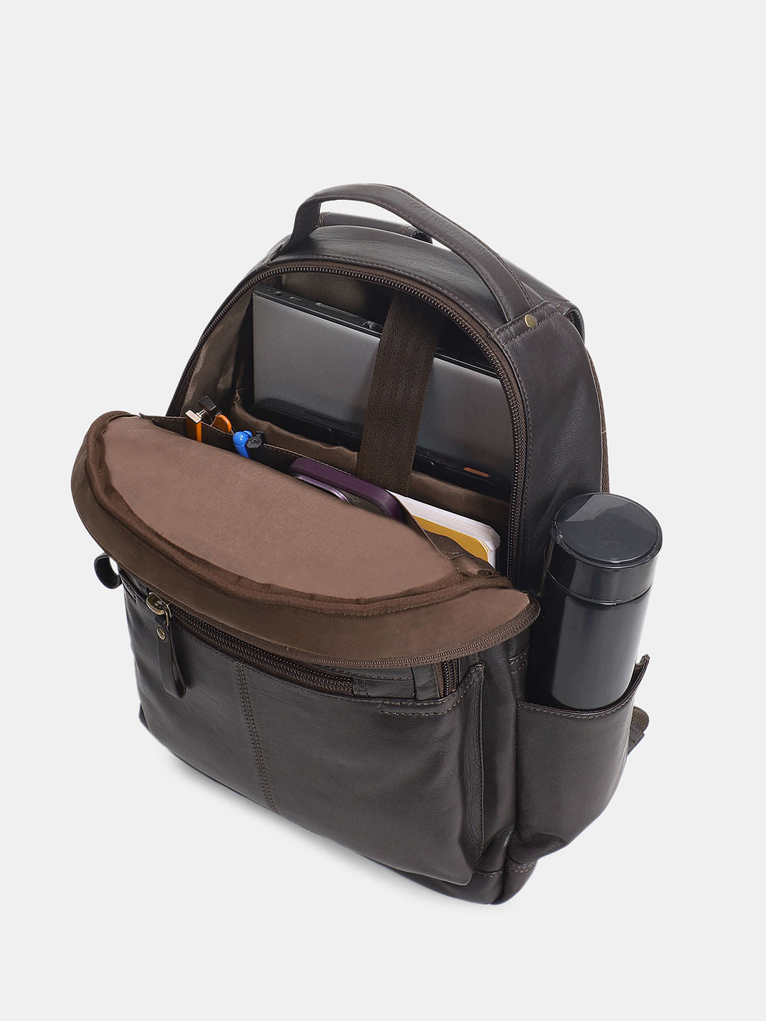 Dark Brown Leather Backpack