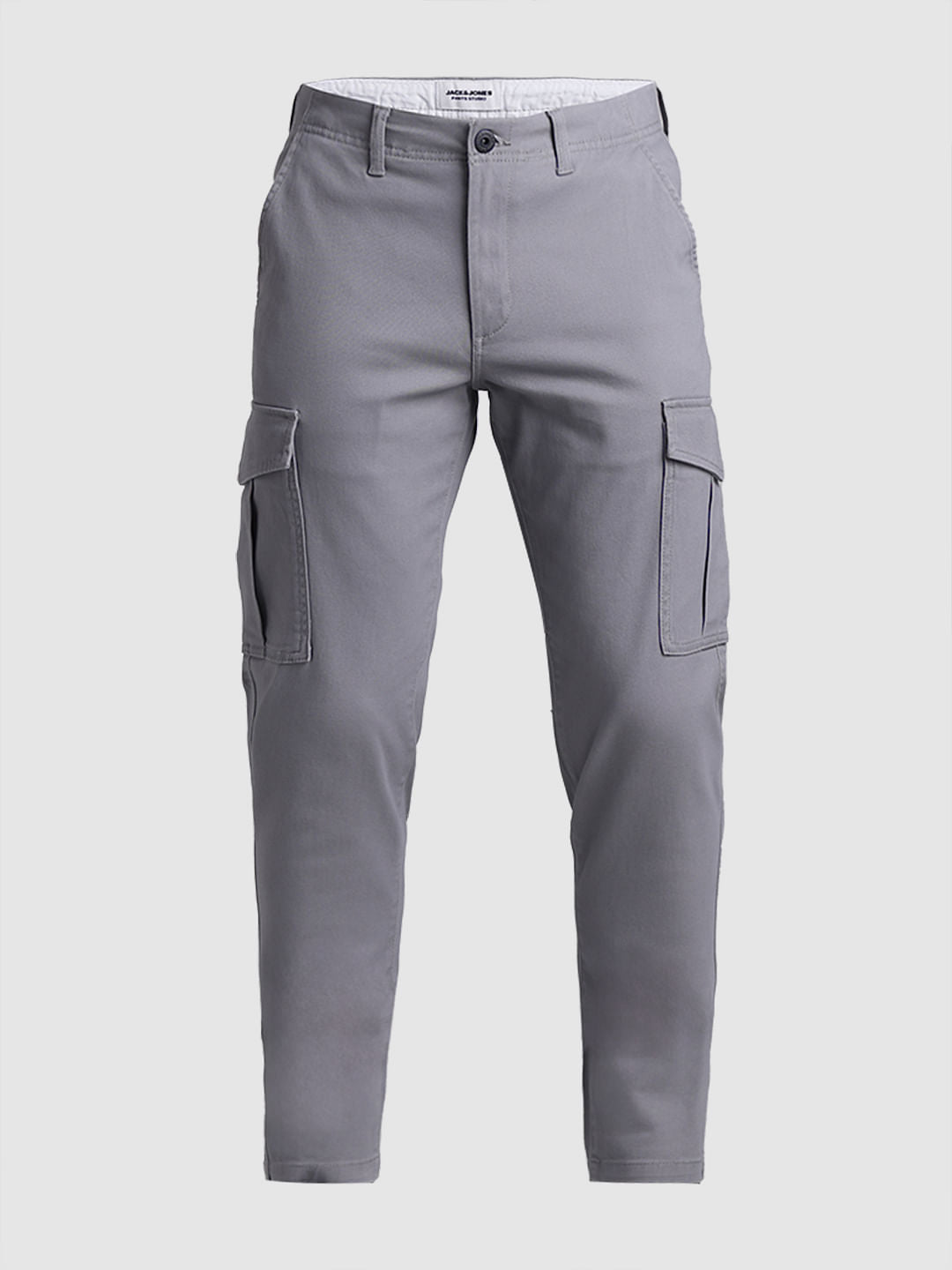 Grey Mid Rise Slim Fit Pants