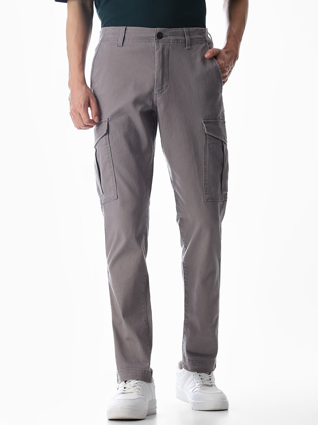 Grey Slim Fit Cargo Pants
