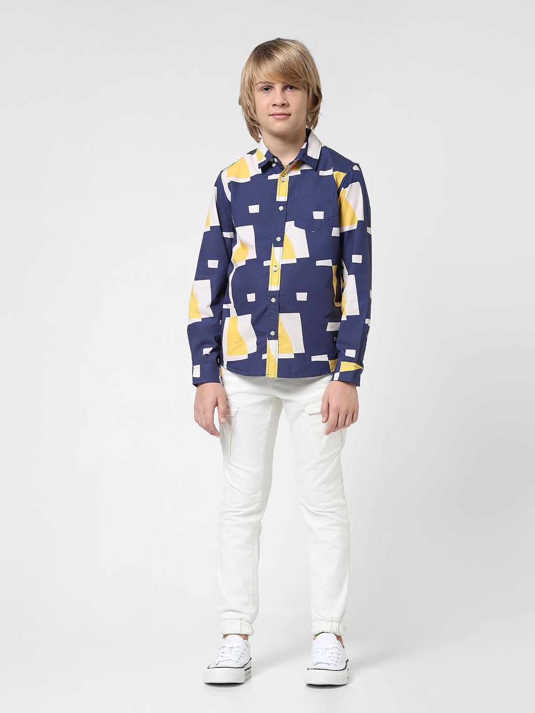 Boys Abstract Print Cotton Shirt