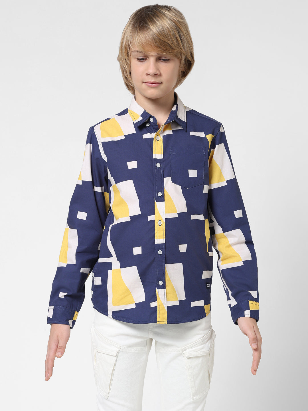 Boys Abstract Print Cotton Shirt