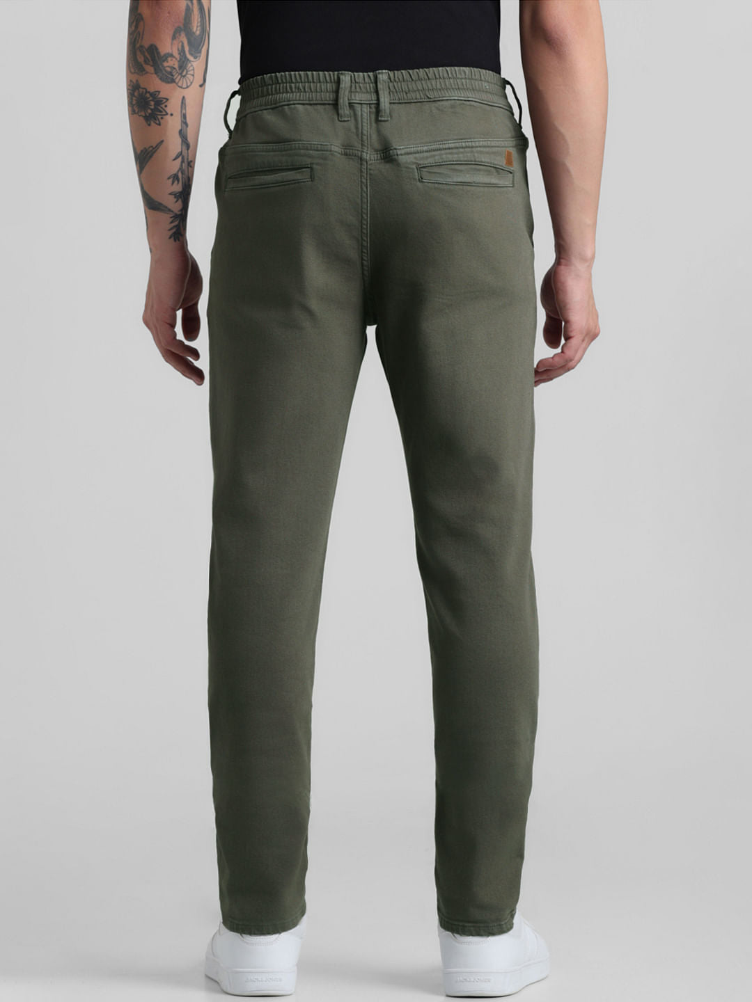 Green Mid Rise Slim Fit Pants