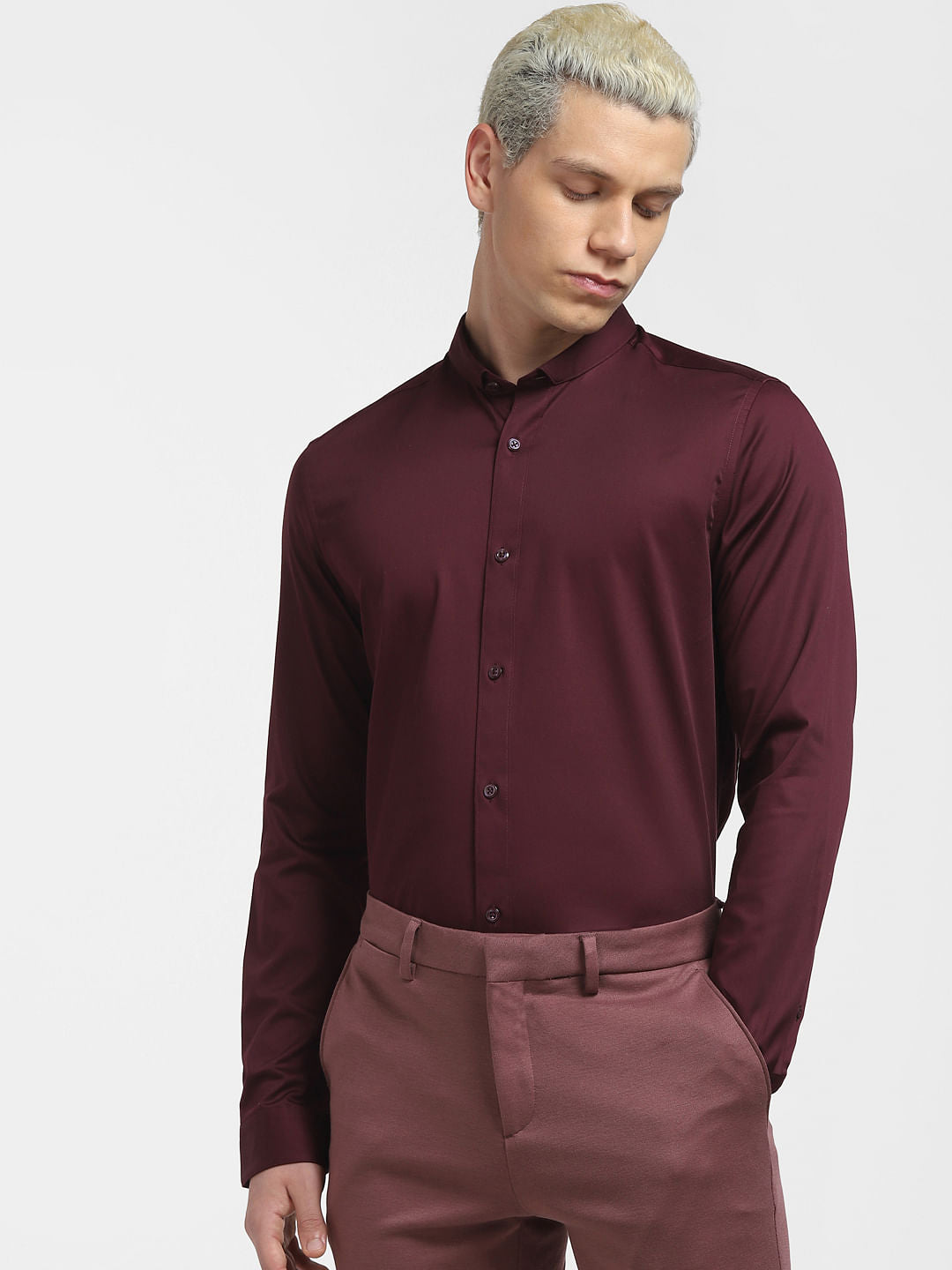 Burgundy Full Sleeves Shirt