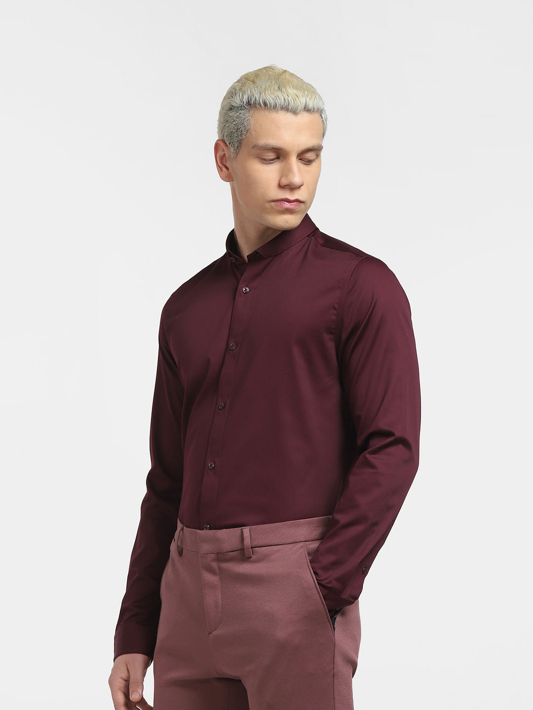 Burgundy Full Sleeves Shirt