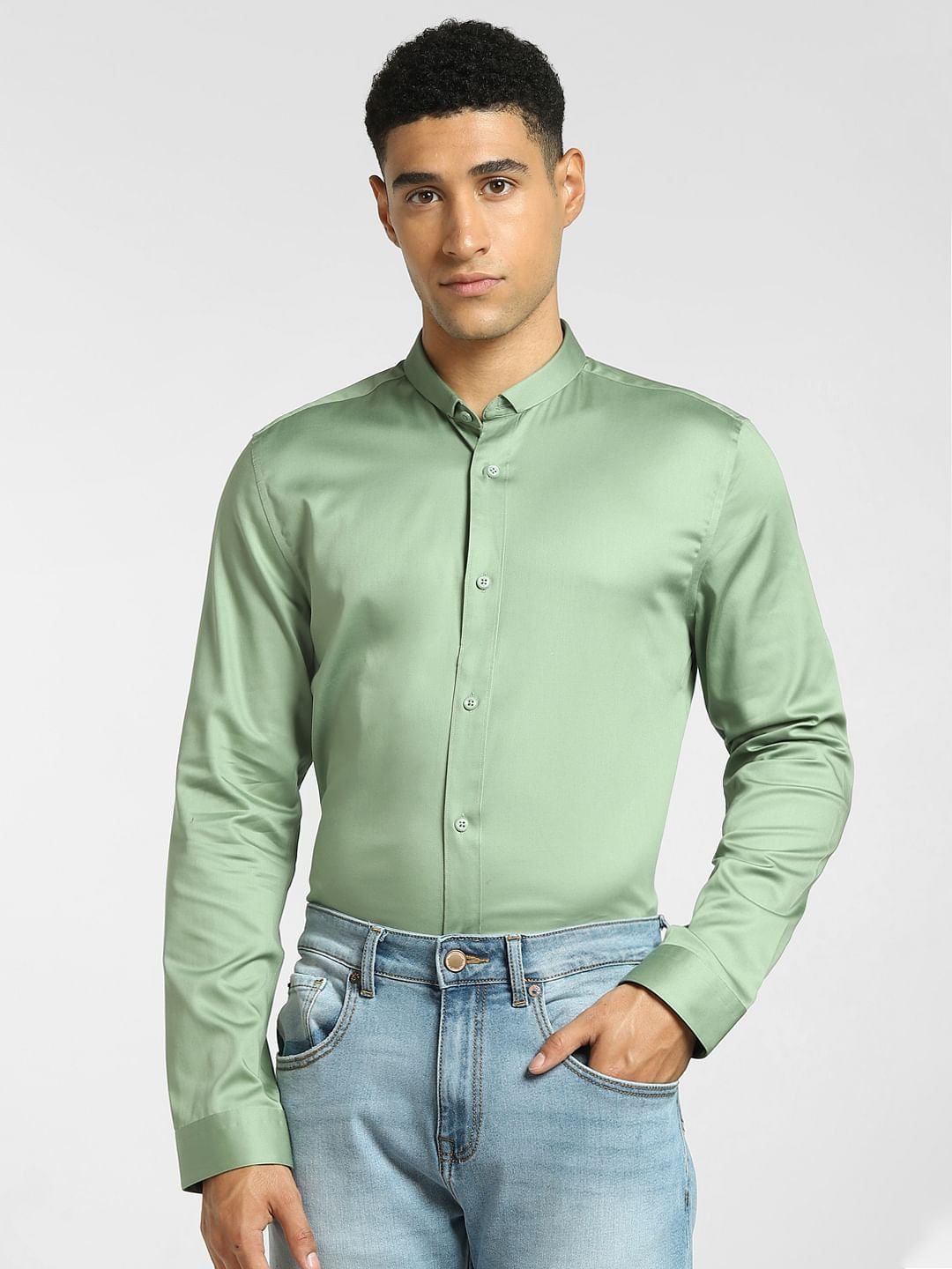 Light Green Full Sleeves Shirt