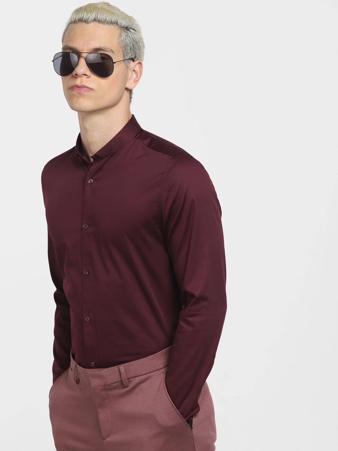 Burgundy Full Sleeves Shirt - XXL
