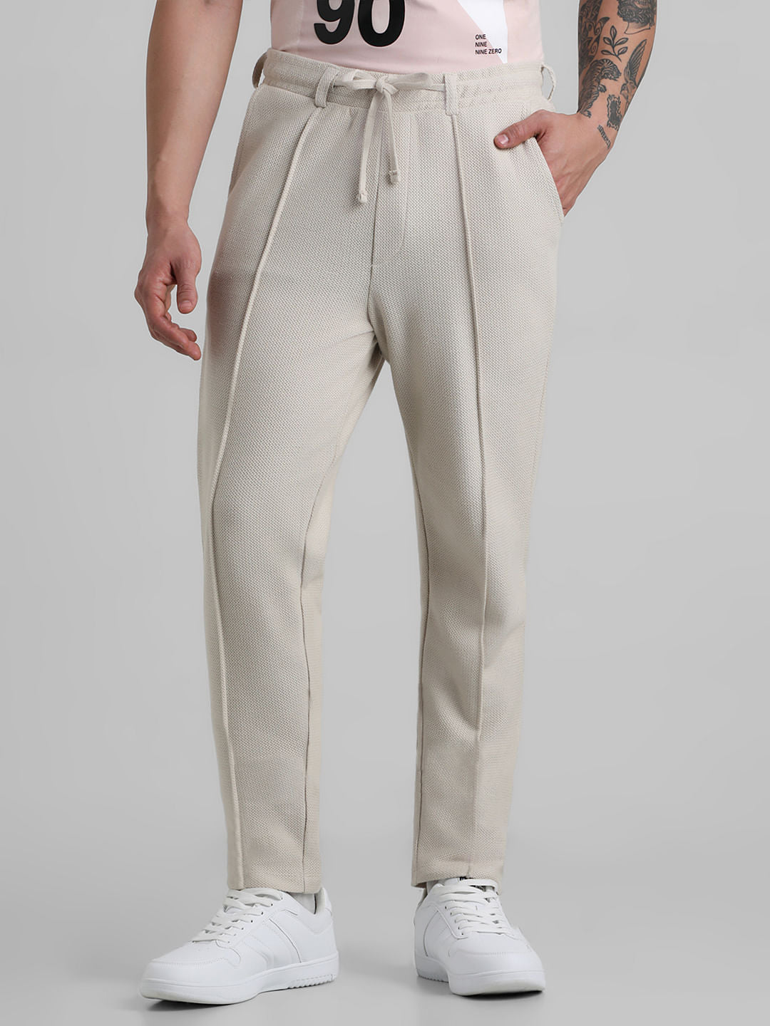 Beige Low Rise Jacquard Knit Sweatpants - 28/30