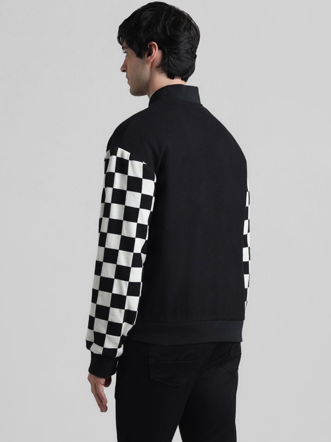 URBAN RACERS by Jack & Jones Black Motocheck Bomber Jacket