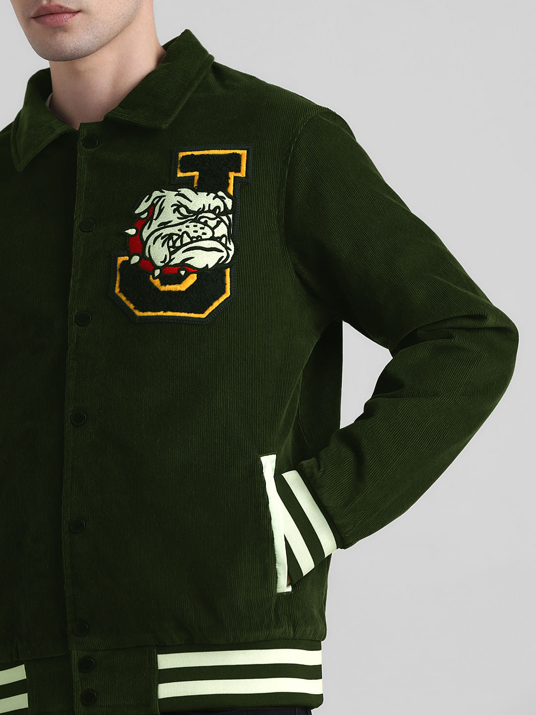 Green Applique Doggo Print Jacket