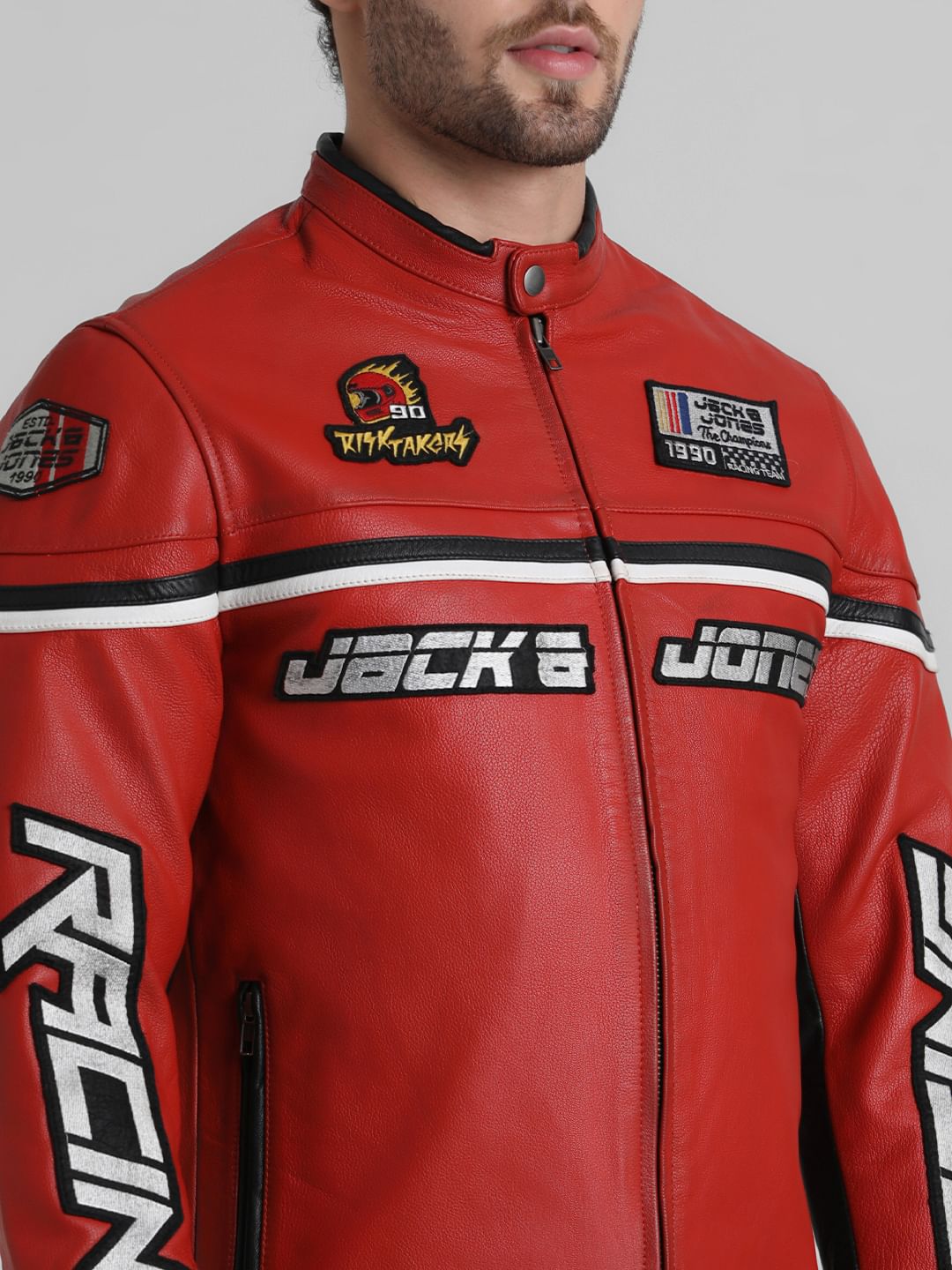 URBAN RACERS by JACK&JONES RED RACER LEATHER JACKET