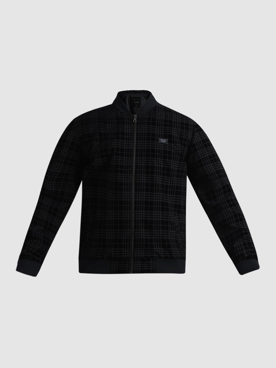 Black Printed Bomber Jacket