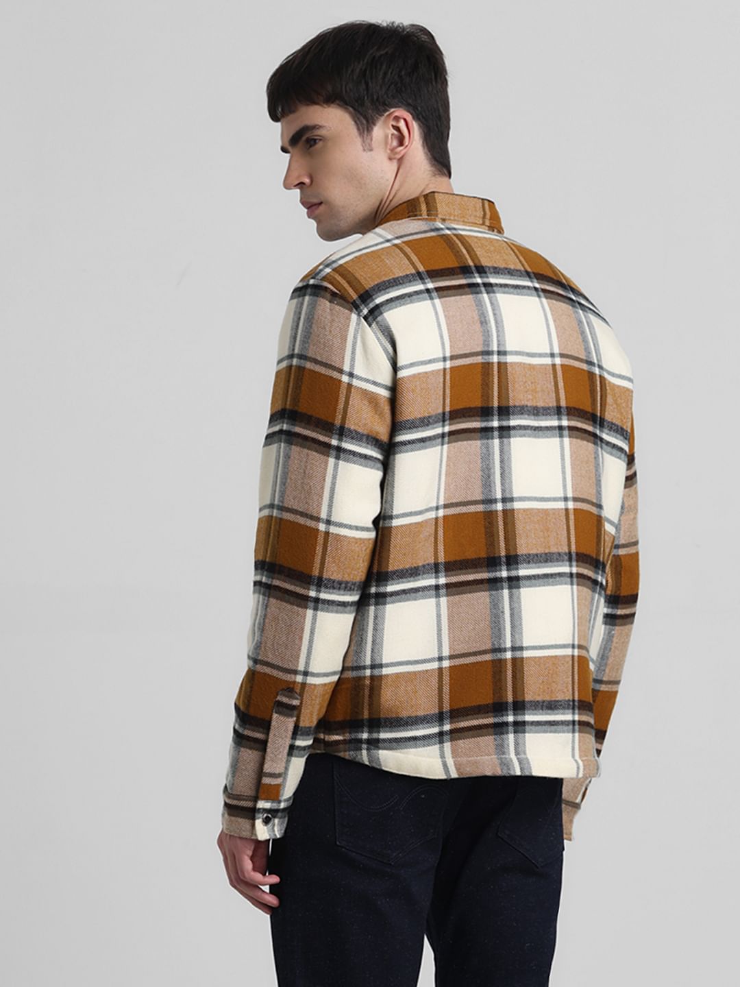 Beige Check Reversible Shacket
